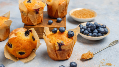 Muffin de Licuri com Blueberry